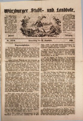 Würzburger Stadt- und Landbote Donnerstag 22. November 1849