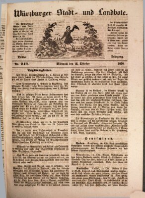 Würzburger Stadt- und Landbote Mittwoch 16. Oktober 1850