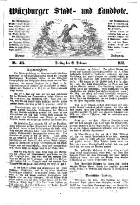 Würzburger Stadt- und Landbote Freitag 21. Februar 1851