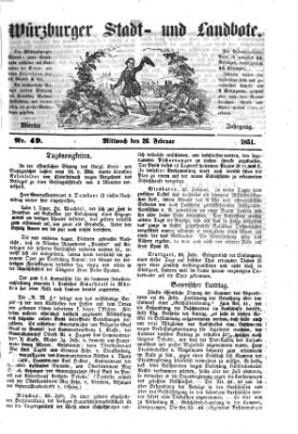 Würzburger Stadt- und Landbote Mittwoch 26. Februar 1851