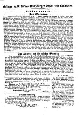 Würzburger Stadt- und Landbote Samstag 22. März 1851