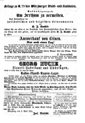 Würzburger Stadt- und Landbote Mittwoch 2. April 1851