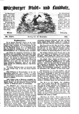 Würzburger Stadt- und Landbote Freitag 12. September 1851