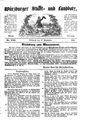 Würzburger Stadt- und Landbote Mittwoch 17. September 1851