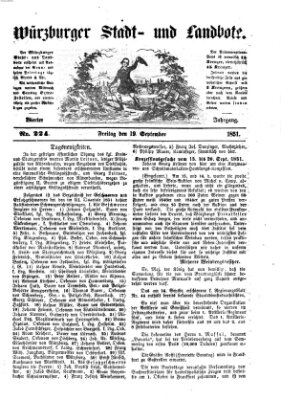 Würzburger Stadt- und Landbote Freitag 19. September 1851