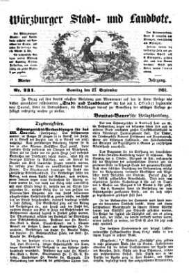 Würzburger Stadt- und Landbote Samstag 27. September 1851