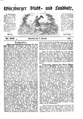 Würzburger Stadt- und Landbote Dienstag 7. Oktober 1851