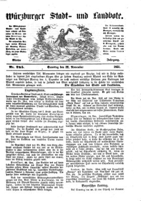 Würzburger Stadt- und Landbote Samstag 29. November 1851