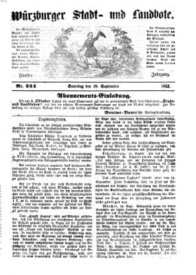 Würzburger Stadt- und Landbote Samstag 18. September 1852