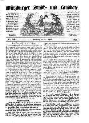 Würzburger Stadt- und Landbote Samstag 23. April 1853