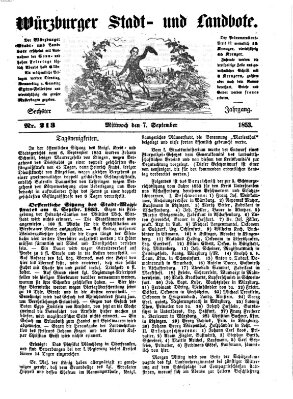 Würzburger Stadt- und Landbote Mittwoch 7. September 1853