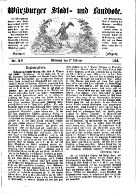 Würzburger Stadt- und Landbote Mittwoch 1. Februar 1854