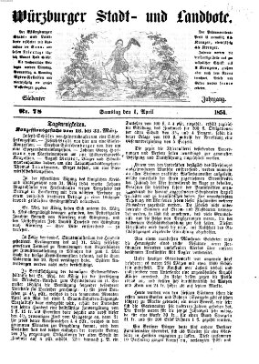 Würzburger Stadt- und Landbote Samstag 1. April 1854