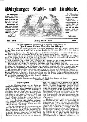 Würzburger Stadt- und Landbote Freitag 28. April 1854