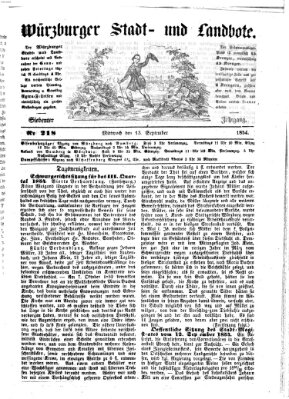 Würzburger Stadt- und Landbote Mittwoch 13. September 1854