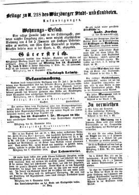 Würzburger Stadt- und Landbote Mittwoch 13. September 1854