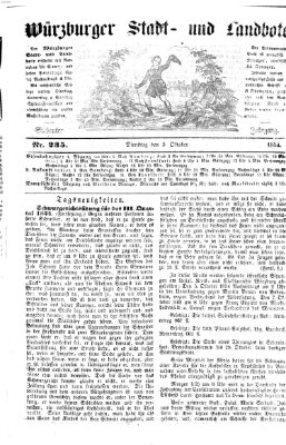 Würzburger Stadt- und Landbote Dienstag 3. Oktober 1854