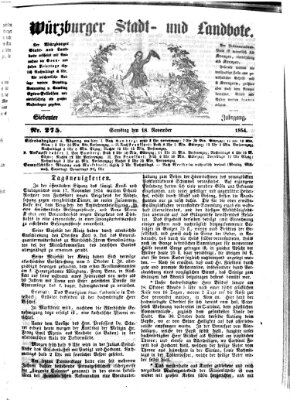 Würzburger Stadt- und Landbote Samstag 18. November 1854