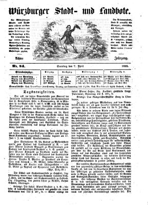 Würzburger Stadt- und Landbote Samstag 7. April 1855