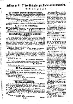 Würzburger Stadt- und Landbote Samstag 29. März 1856