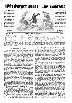 Würzburger Stadt- und Landbote Dienstag 15. September 1857