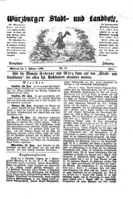 Würzburger Stadt- und Landbote Mittwoch 1. Februar 1860