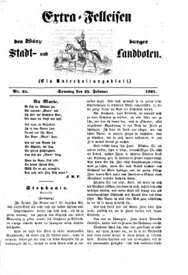 Extra-Felleisen (Würzburger Stadt- und Landbote) Sonntag 24. Februar 1861