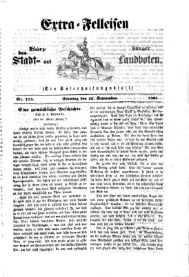 Extra-Felleisen (Würzburger Stadt- und Landbote) Sonntag 22. September 1861