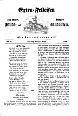 Extra-Felleisen (Würzburger Stadt- und Landbote) Sonntag 20. April 1862