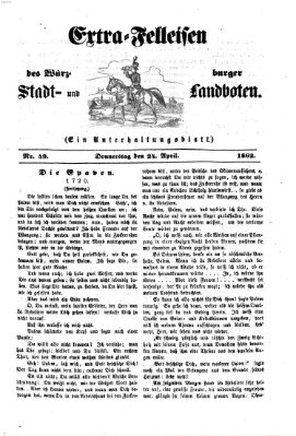 Extra-Felleisen (Würzburger Stadt- und Landbote) Donnerstag 24. April 1862