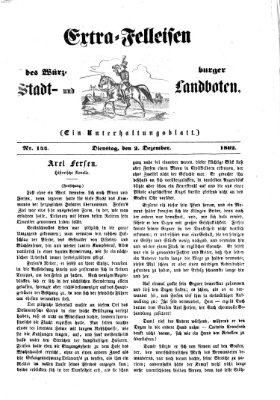 Extra-Felleisen (Würzburger Stadt- und Landbote) Dienstag 2. Dezember 1862