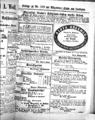 Würzburger Stadt- und Landbote Freitag 26. April 1867