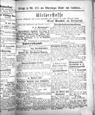 Würzburger Stadt- und Landbote Mittwoch 4. September 1867