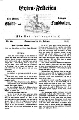 Extra-Felleisen (Würzburger Stadt- und Landbote) Donnerstag 14. Februar 1867