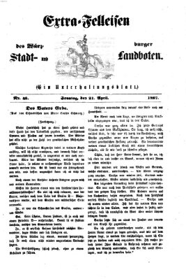 Extra-Felleisen (Würzburger Stadt- und Landbote) Sonntag 21. April 1867