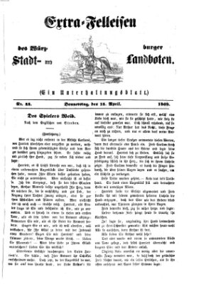 Extra-Felleisen (Würzburger Stadt- und Landbote) Donnerstag 15. April 1869