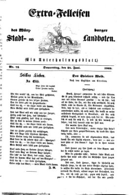 Extra-Felleisen (Würzburger Stadt- und Landbote) Donnerstag 24. Juni 1869