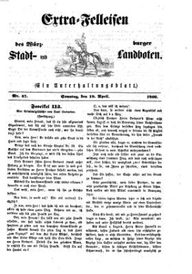 Extra-Felleisen (Würzburger Stadt- und Landbote) Sonntag 19. April 1868