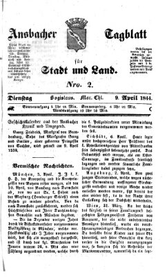 Ansbacher Tagblatt für Stadt und Land Dienstag 9. April 1844