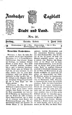 Ansbacher Tagblatt für Stadt und Land Freitag 7. Juni 1844