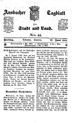 Ansbacher Tagblatt für Stadt und Land Freitag 21. Juni 1844