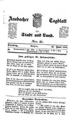 Ansbacher Tagblatt für Stadt und Land Dienstag 25. Juni 1844