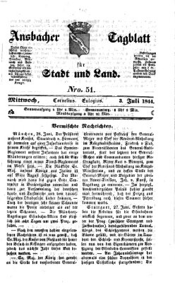 Ansbacher Tagblatt für Stadt und Land Mittwoch 3. Juli 1844