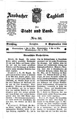 Ansbacher Tagblatt für Stadt und Land Dienstag 3. September 1844