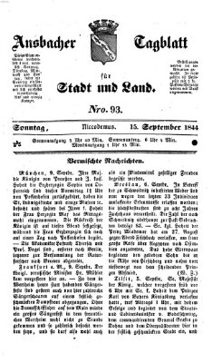 Ansbacher Tagblatt für Stadt und Land Sonntag 15. September 1844