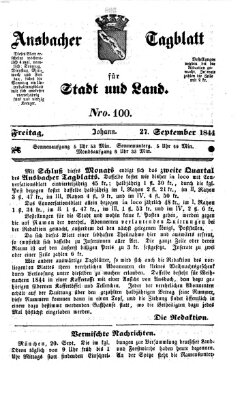 Ansbacher Tagblatt für Stadt und Land Freitag 27. September 1844