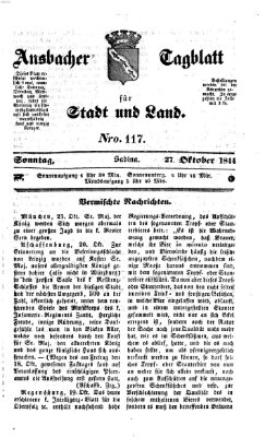 Ansbacher Tagblatt für Stadt und Land Sonntag 27. Oktober 1844