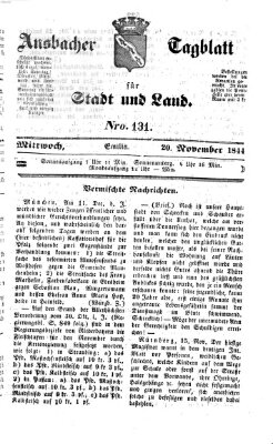 Ansbacher Tagblatt für Stadt und Land Mittwoch 20. November 1844