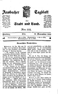 Ansbacher Tagblatt für Stadt und Land Freitag 13. Dezember 1844