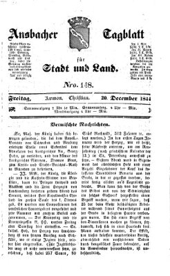 Ansbacher Tagblatt für Stadt und Land Freitag 20. Dezember 1844